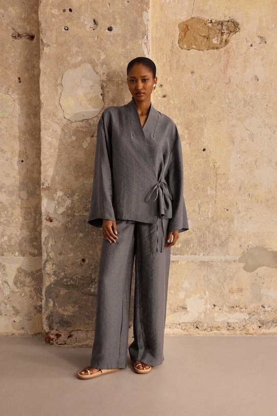 Answear.LAB marynarka damska z lyocellem tkanina niebieski 34543.tok