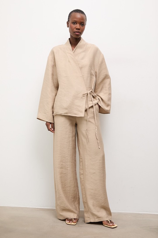Answear.LAB marynarka damska z lyocellem WS26-KZD006 beżowy WS26