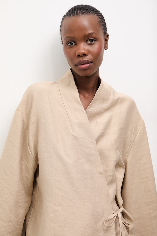 Answear.LAB marynarka damska z lyocellem beżowy WS26-KZD006