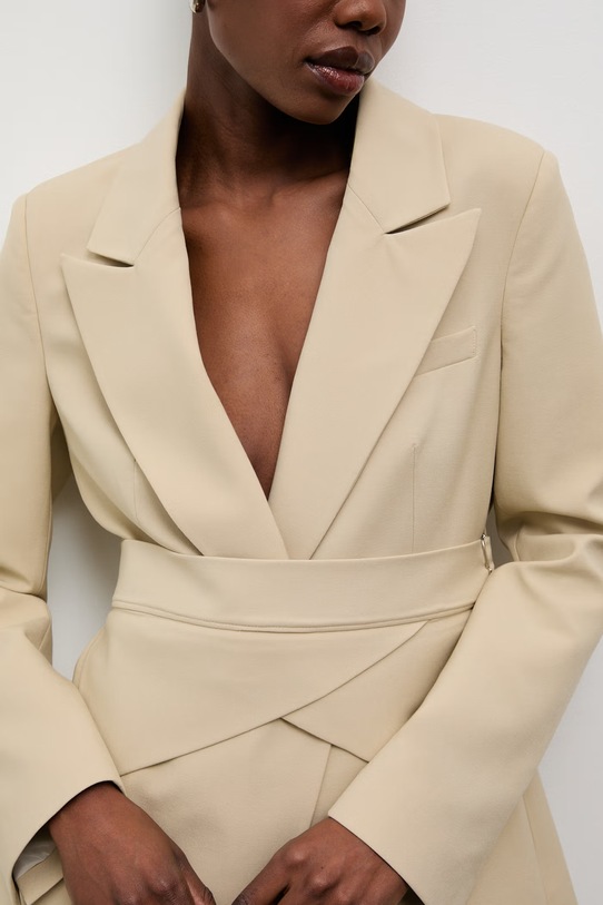 Answear.LAB marynarka garniturowa damska z wiskozą beżowy CK0890