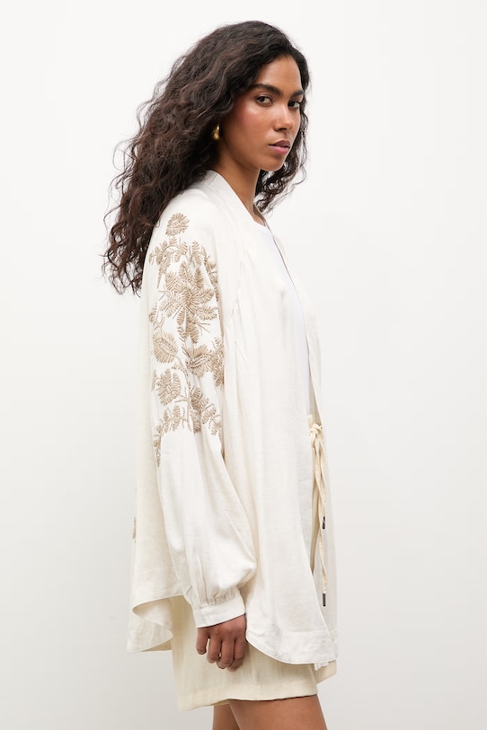 Answear.LAB marynarka damska z wiskozy beżowy WS26-KZD010