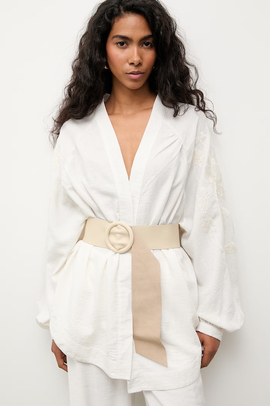 Answear.LAB marynarka damska z wiskozą beżowy WS26-KZD011