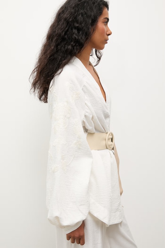 Answear.LAB marynarka damska z wiskozą beżowy WS26-KZD011