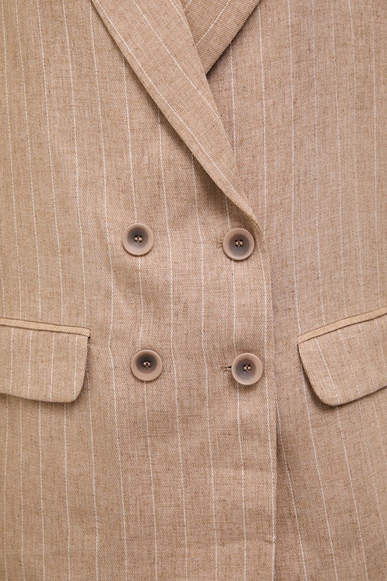 Answear.LAB marynarka dwurzędowa damska z dodatkiem lnu m.08611.hak beżowy