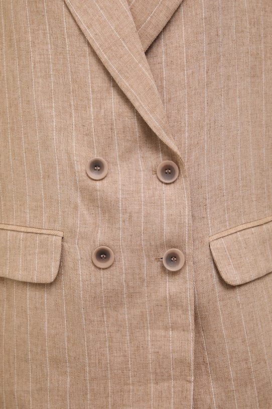Answear.LAB marynarka dwurzędowa damska z dodatkiem lnu m.08611.hak beżowy