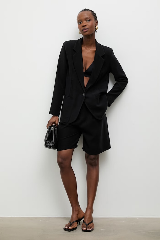 Answear.LAB marynarka jednorzędowa damska z wiskozy 95065.iak czarny WS26