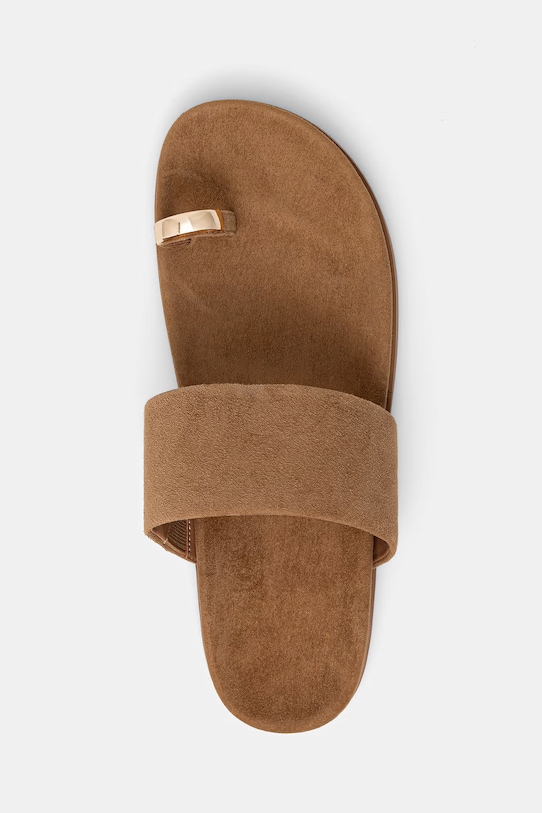 Answear.LAB klapki zamszowe brązowy SH-L24088-1969A.hak