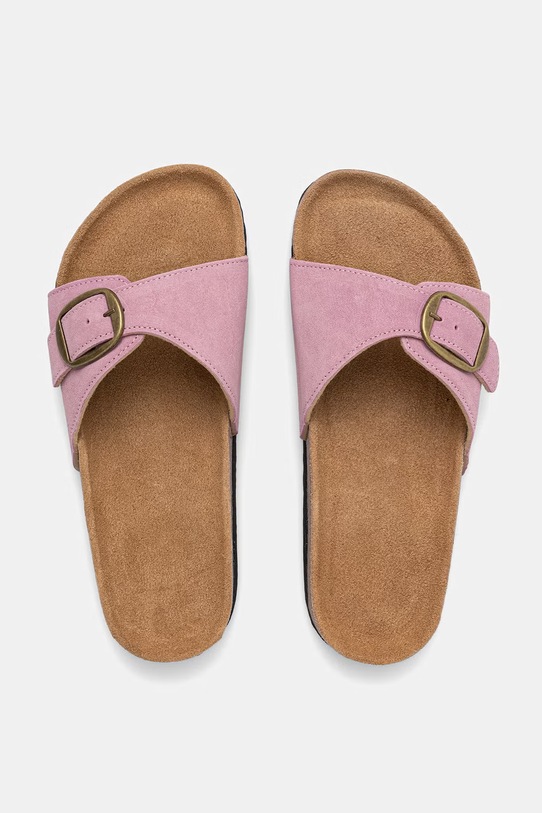 Answear.LAB klapki damskie zamszowe różowy WS26-OBD039