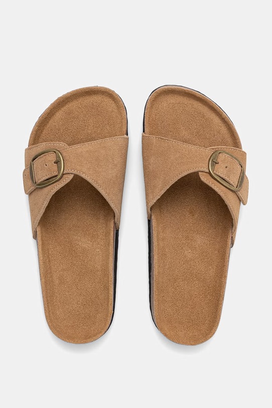 Answear.LAB klapki damskie zamszowe brązowy WS26-OBD039