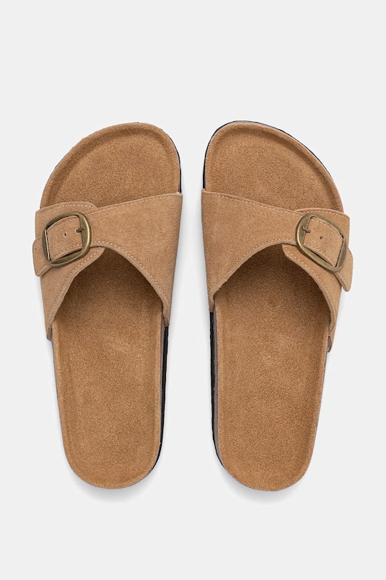 Answear.LAB klapki damskie zamszowe brązowy WS26-OBD039