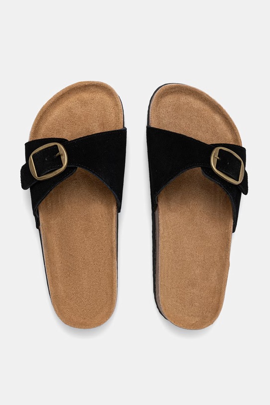 Answear.LAB klapki damskie zamszowe czarny WS26-OBD039