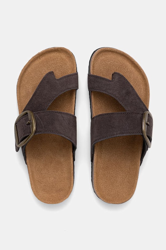 Answear.LAB papuci pentru femei, din piele întoarsă maro TX-113.cjk