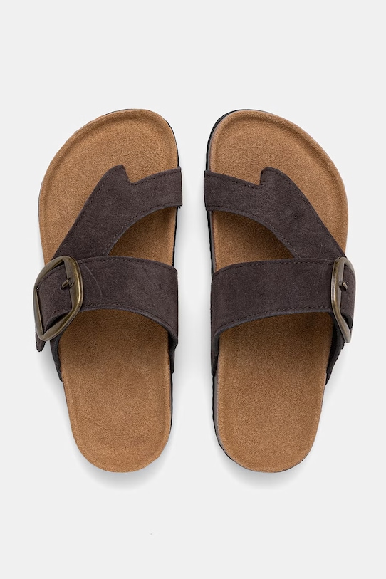 Answear.LAB papuci pentru femei, din piele întoarsă maro TX-113.cjk