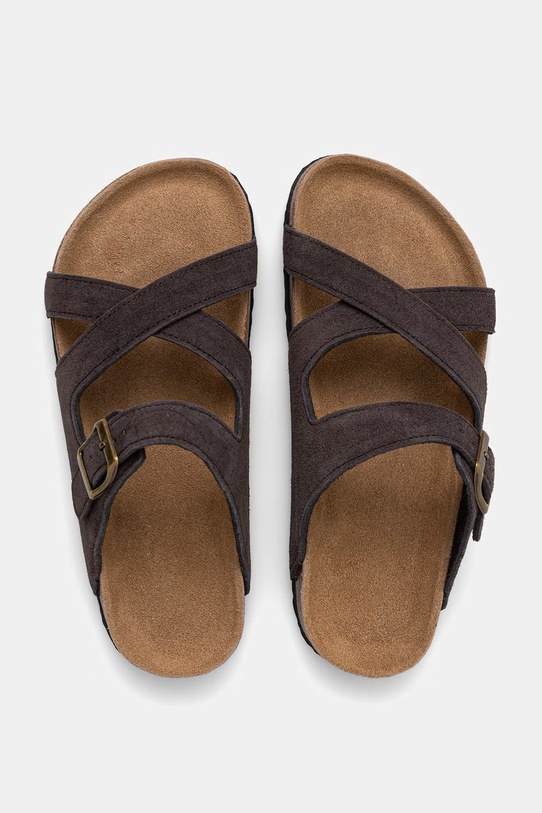 Answear.LAB klapki damskie zamszowe brązowy WS26-OBD044