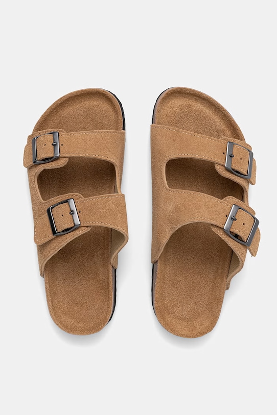 Answear.LAB klapki damskie zamszowe brązowy WS26-OBD045