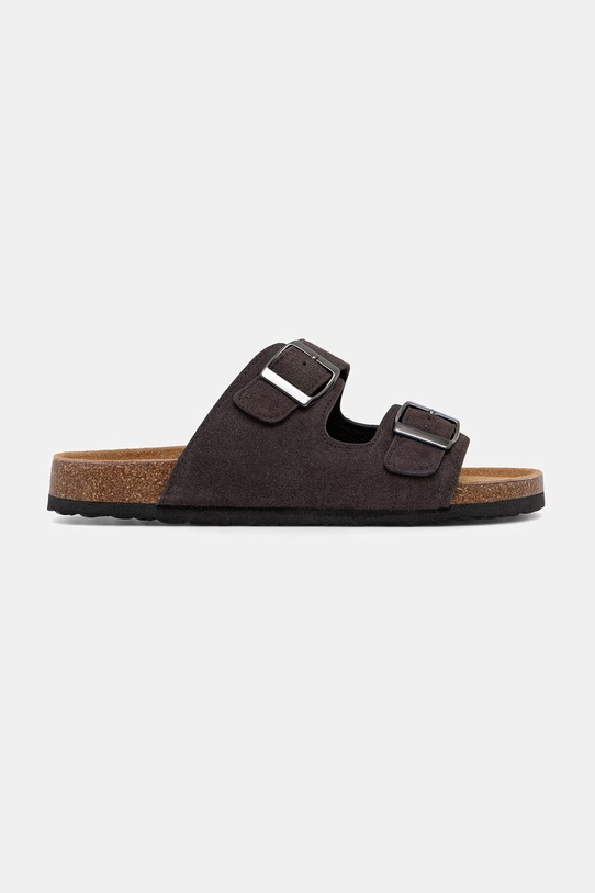 Answear.LAB klapki damskie zamszowe brązowy WS26-OBD045