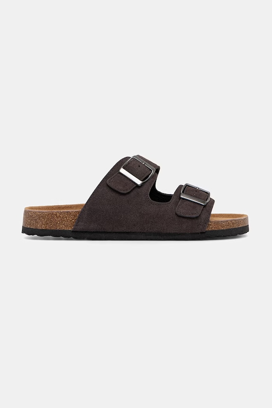 Answear.LAB klapki damskie zamszowe brązowy WS26-OBD045