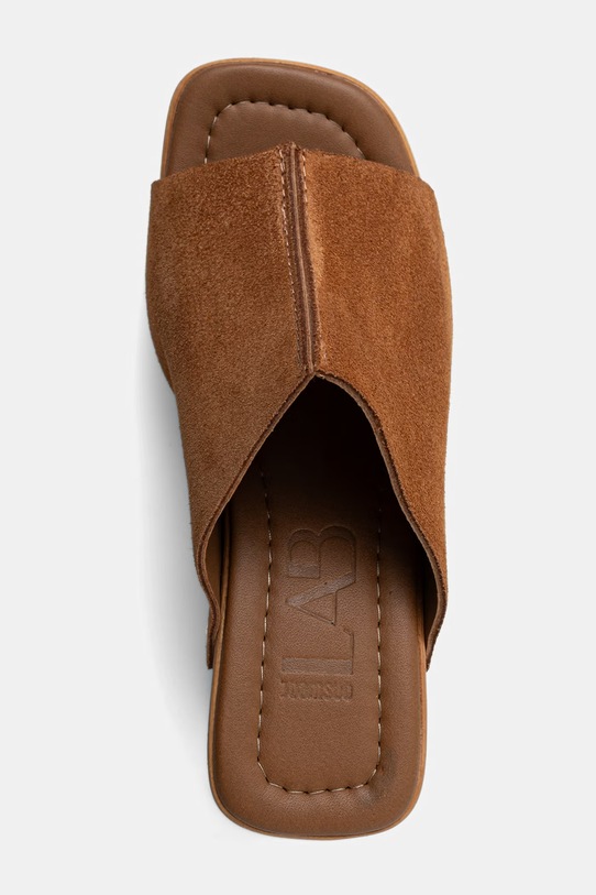 Answear.LAB klapki damskie zamszowe brązowy WS26-OBD047