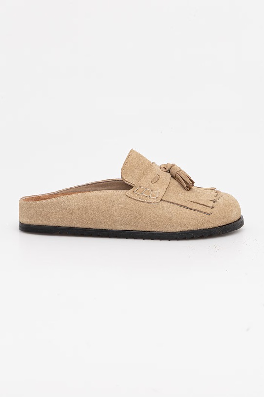 Answear.LAB klapki skórzane płaski beżowy WS26-OBD081