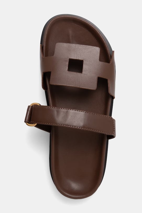 Answear.LAB klapki na płaskim obcasie damskie skórzane brązowy WS26-OBD084