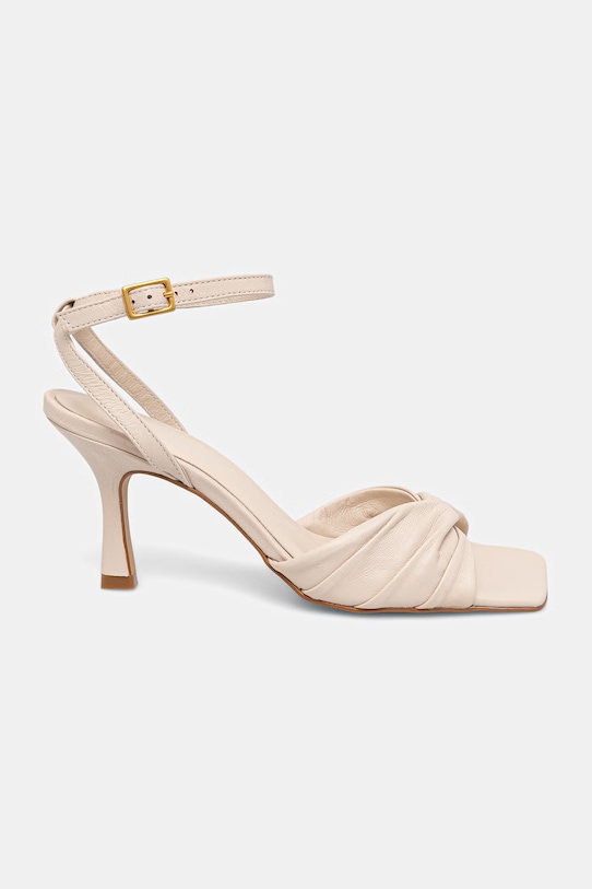 Answear.LAB sandały na szpilce skórzane WS26-OBD086 beżowy WS26