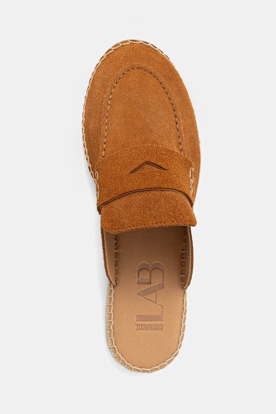 Answear.LAB klapki damskie zamszowe brązowy WS26-OBD099