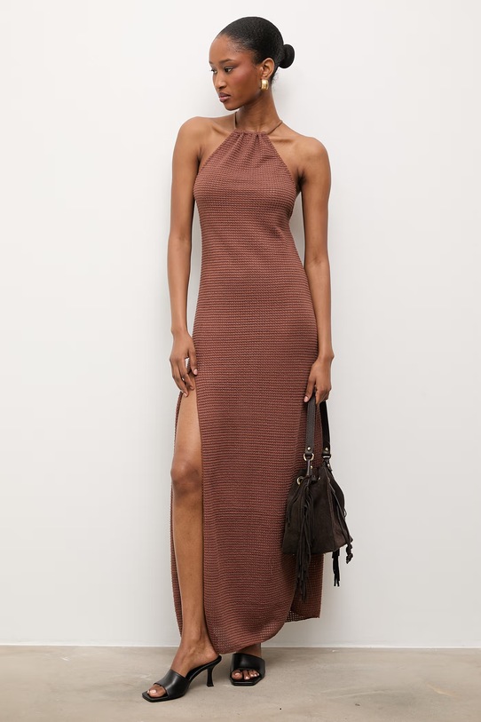 Answear.LAB sukienka plażowa damska WS26-OPD000 brązowy WS26