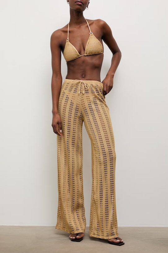 Answear.LAB Παντελόνι παραλίας γυναικείο WS26-OPD003 καφέ WS26