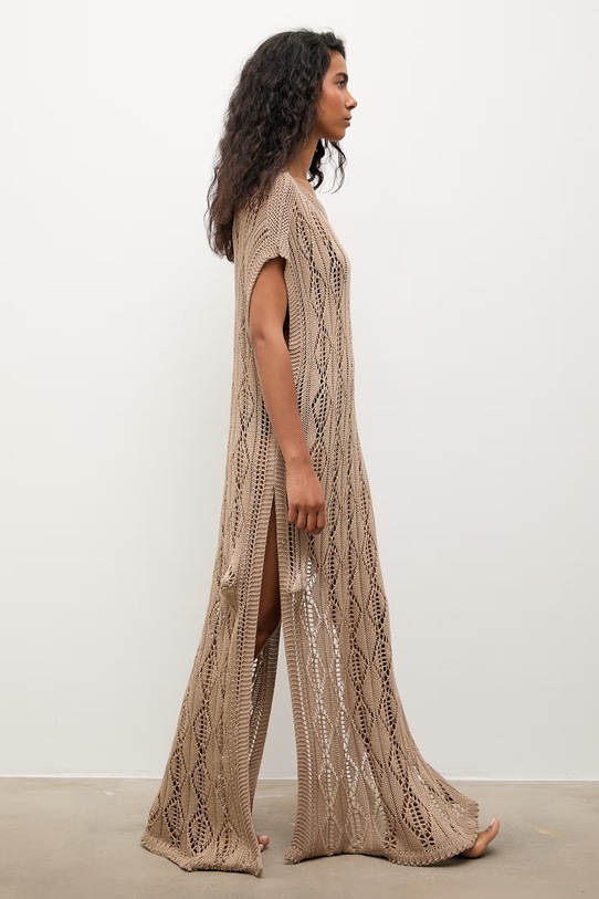 Answear.LAB sukienka plażowa damska beżowy 2510529