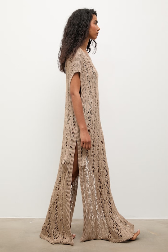 Answear.LAB sukienka plażowa damska beżowy 2510529