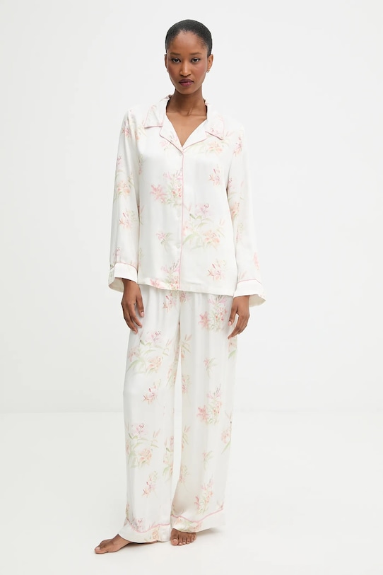 Answear.LAB piżama tkanina beżowy p.long1.cjk