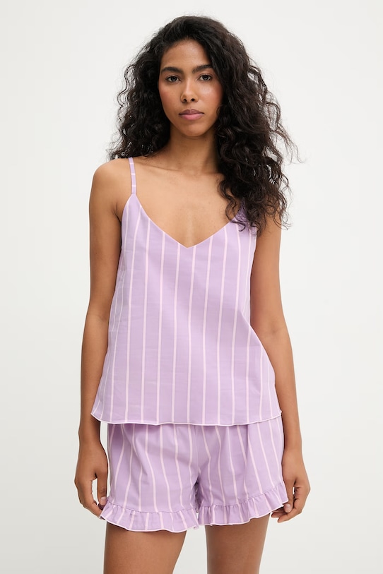 Answear.LAB piżama damska z bawełną fioletowy WS26-PJD012