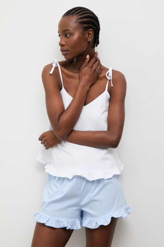 Answear.LAB piżama dwuczęściowa damska z bawełną niebieski biały top + dół paski