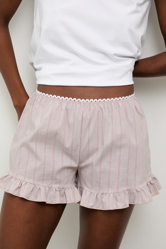 Odzież Answear.LAB piżama dwuczęściowa damska z bawełną biały top + dół paski brązowy