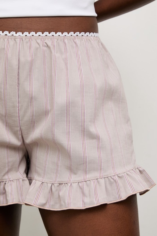 Answear.LAB piżama dwuczęściowa damska z bawełną biały top + dół paski brązowy