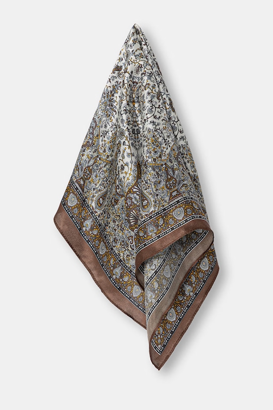 Answear.LAB apaszka jedwabna z kolekcji Unscripted 126.flk brązowy WS26