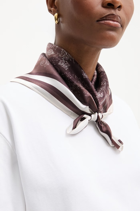 Answear.LAB apaszka jedwabna tkanina brązowy lab.ost.cjk