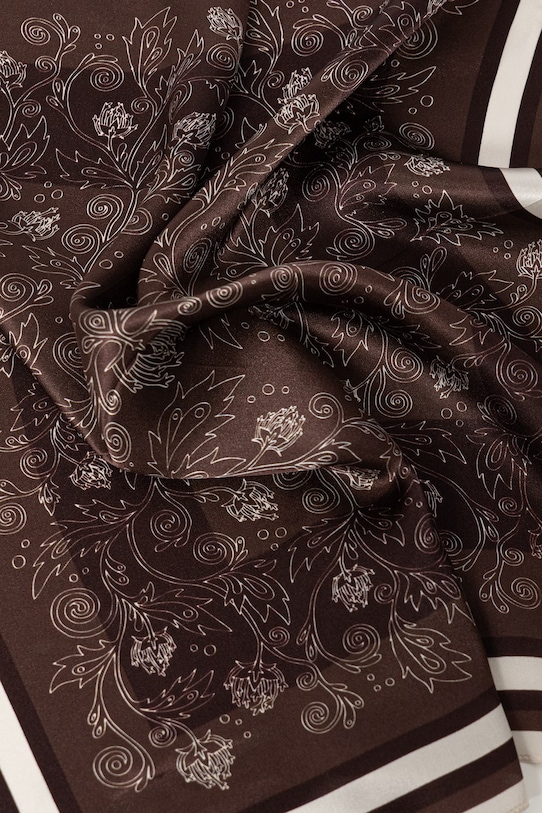 Answear.LAB apaszka jedwabna brązowy lab.ost.cjk