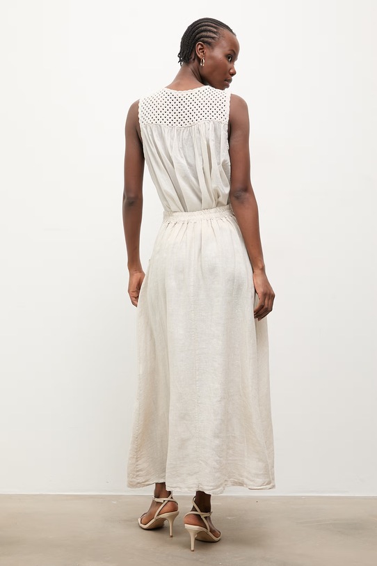 Odzież Answear.LAB spódnica lniana WS26-SDD006 beżowy