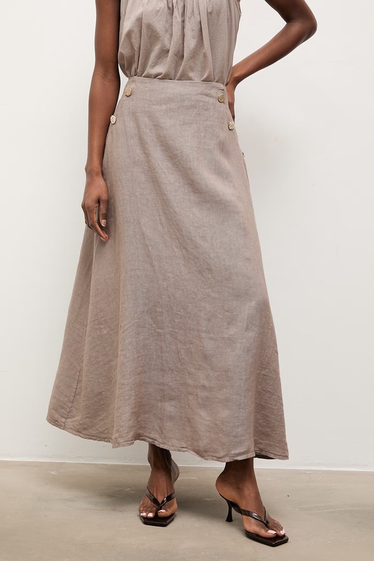 Answear.LAB spódnica lniana beżowy WS26-SDD006