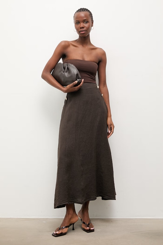 Answear.LAB spódnica lniana WS26-SDD006 brązowy WS26