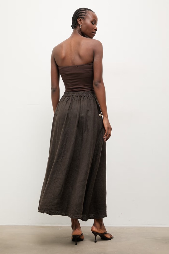 Odzież Answear.LAB spódnica lniana WS26-SDD006 brązowy