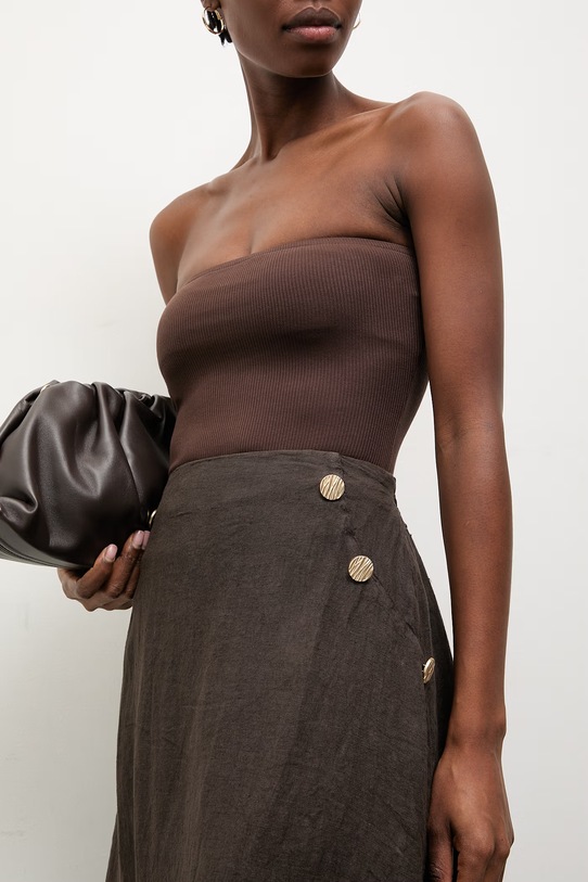 Answear.LAB spódnica lniana WS26-SDD006 brązowy