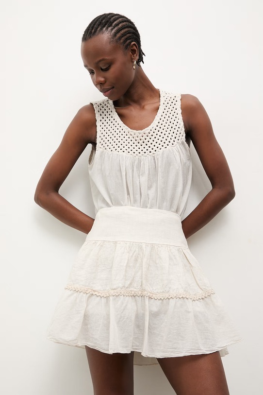 Answear.LAB spódnica lniana beżowy WS26-SDD007