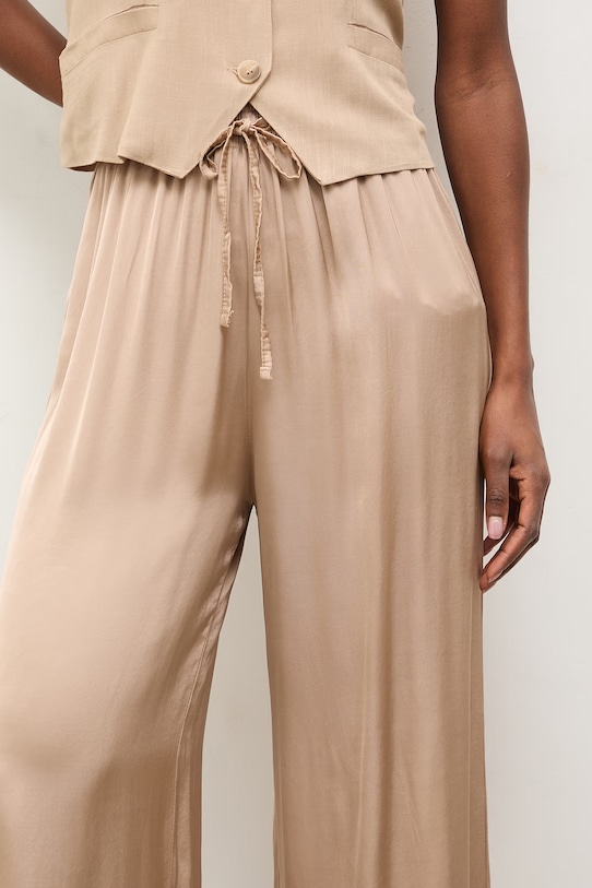 Answear.LAB spodnie damskie z wiskozy brązowy WS26-SDD008