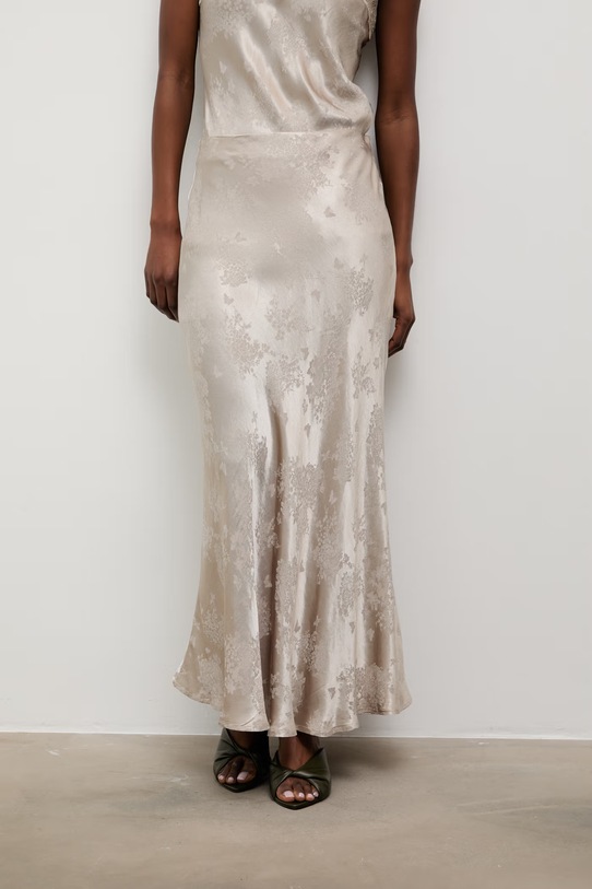 Answear.LAB spódnica z dodatkiem lnu beżowy G1151039.hak