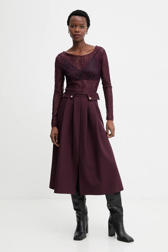 Answear.LAB spódnica z elastanem bordowy 30151.tok