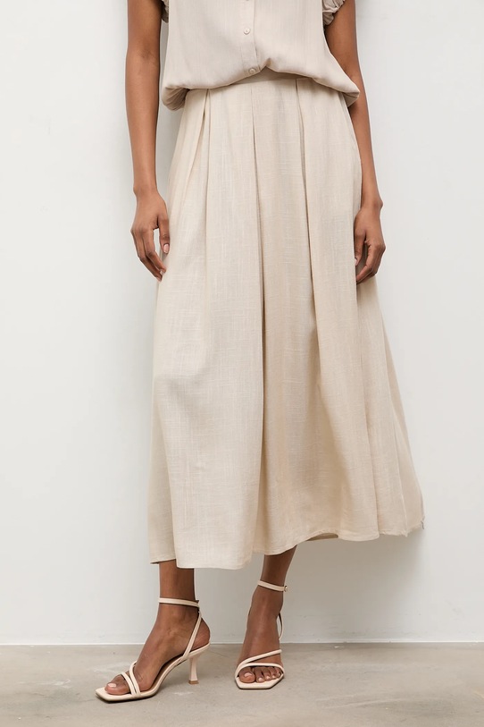 Λινή φούστα Answear.LAB casual μπεζ WS26-SDD015