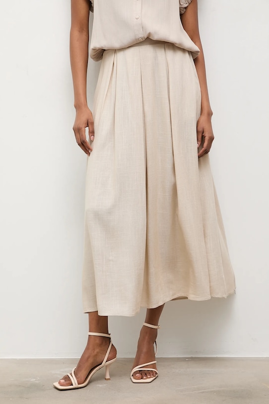 Λινή φούστα Answear.LAB casual μπεζ WS26-SDD015