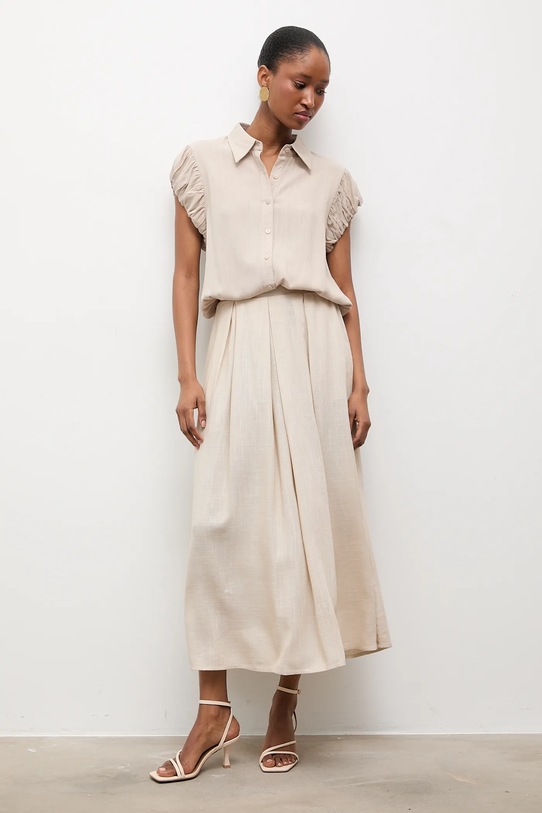 Λινή φούστα Answear.LAB WS26-SDD015 μπεζ WS26